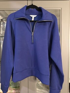 Spanx Air Essentials Royal Blue Half-Zip Pullover Sweatshirt